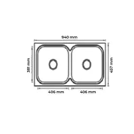 Futura sink Dura double bowl (Dura 37x18x8")