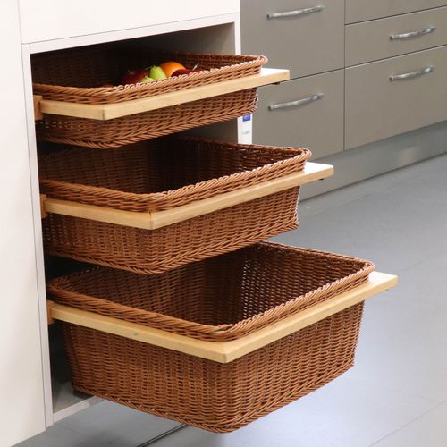 Ebco Plastic Wicker Basket (With Wooden Frame and Slide)